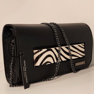 Giannelli Made in Italy Genuine Leather & Haircalf Embellished Clutch Handbag